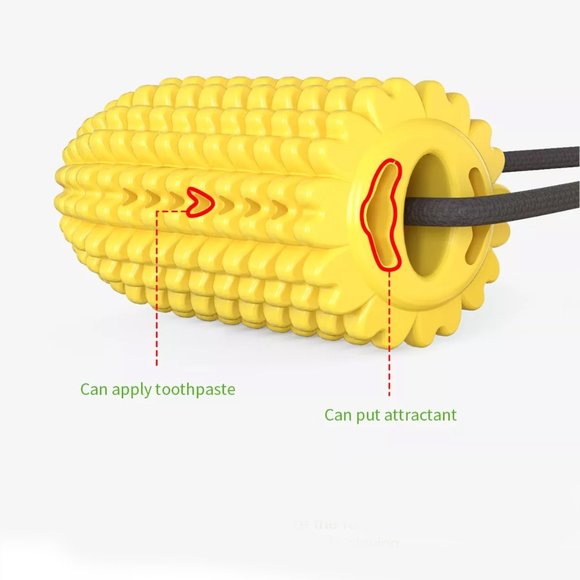 Corn Shape with Rope Yellow Vacuum Suction Cup Chew Toy for Dogs - Picture 7 of 14
